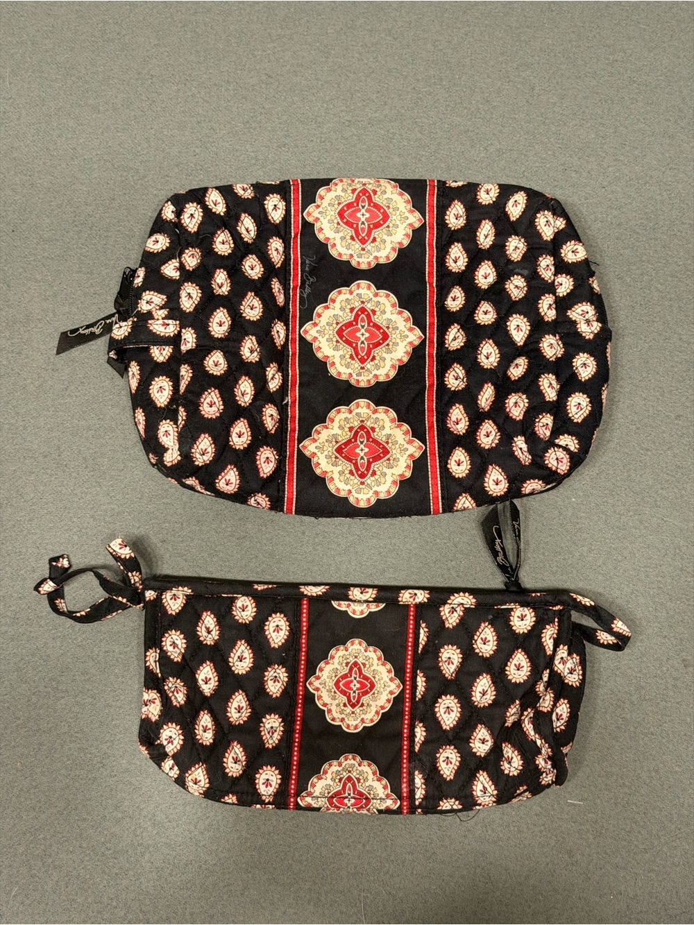 Vera Bradley Black Paisley Cosmetic Bag Set